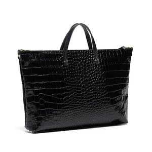 Clare V Attache Case in Black Croco